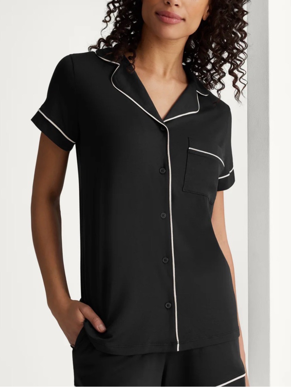 Tommy John Women's Downtime Pajama Top Black & White Size Large